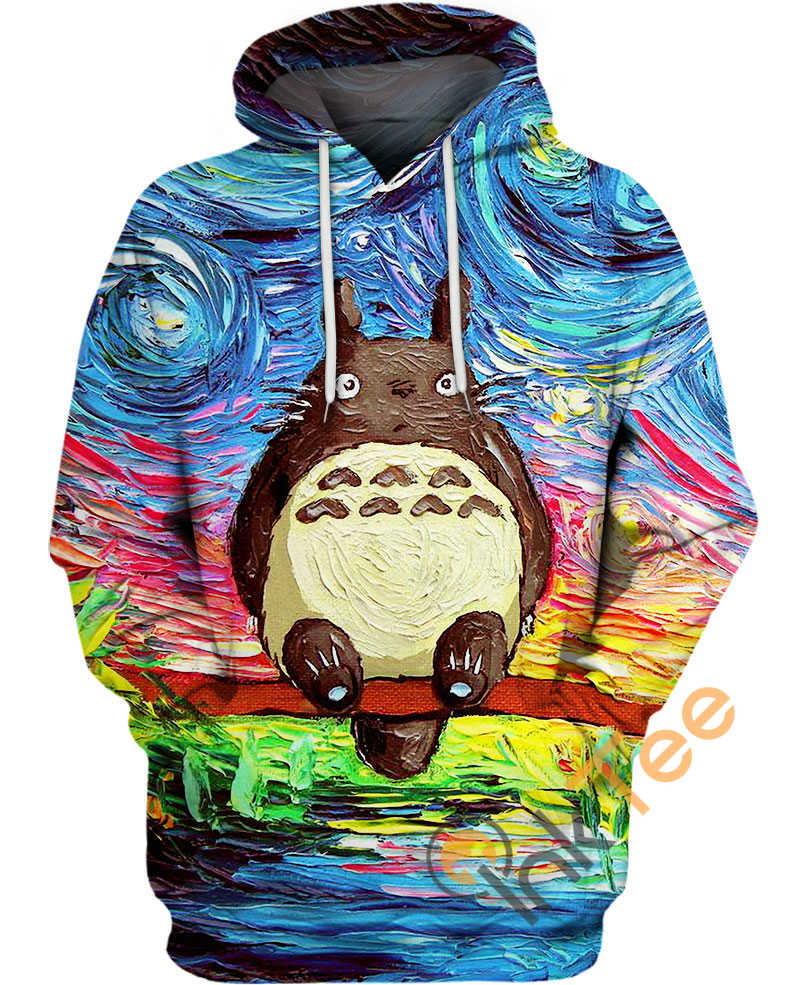 Van Gogh Style Totoro Hoodie in 3D Design