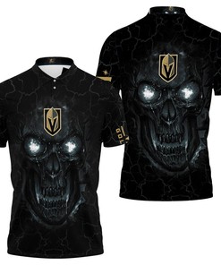 Vegas Golden Knights Lava Skull 3D Jersey Polo Shirt with All Over Print and T-Shirt Combo