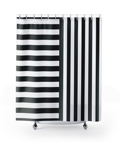 Vertical Horizontal Masculine Striped Shower Curtain | New Home Housewarming Gift | Bathroom Decor + Quotes