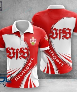 VfB Stuttgart Football Polo Shirt with 3D printing technology and breathable fabric for men