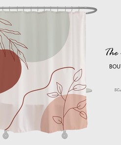 Vibrant Abstract Plant Shower Curtain, Heavy Duty Polyester Fabric, Waterproof with Hooks, Modern Home Bath Decor
