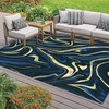 Vibrant Sapphire Blue Black Gold Marble Decor Art Rugs for Unique Indoor and Outdoor Style