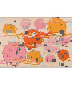 Vibrant Smiley Face Vortex Rug for Home Decor: Living Room, Bedroom with Retro 70s Look