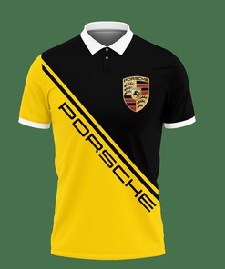 Vibrant Yellow 3D Printed Porsche An-Hl Polo Shirt with Breathable Fabric