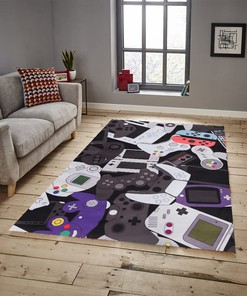 Video Game Area Rug for Game Room: Non-Slip Large Carpet with 3D Printing Gamepad Design