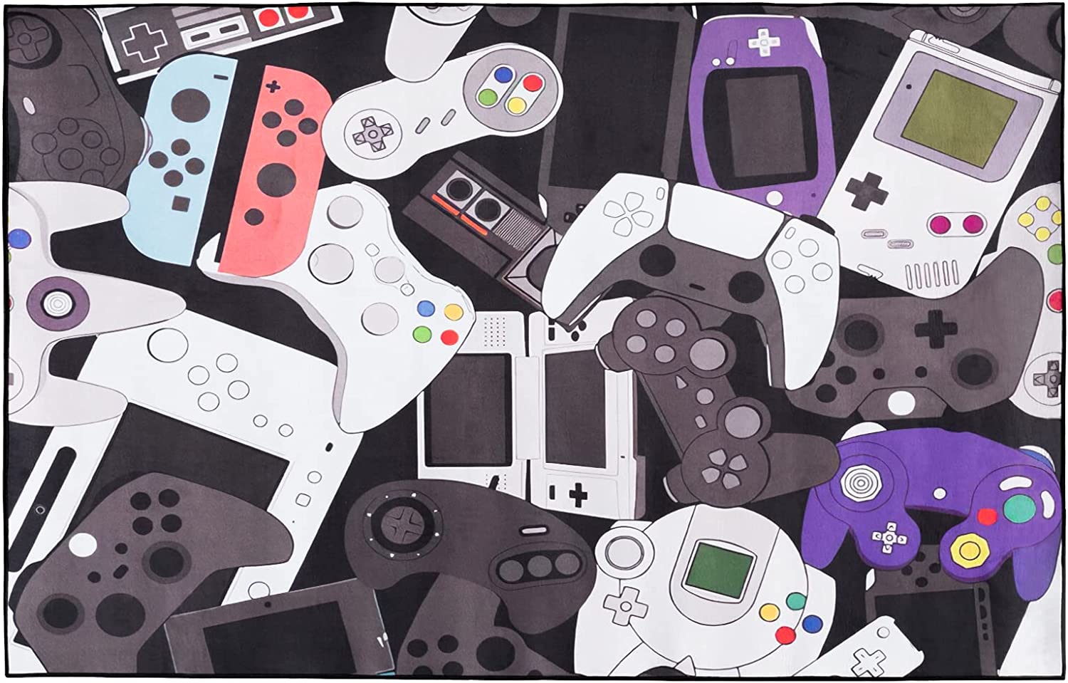 Video Game Area Rug for Game Room: Non-Slip Large Carpet with 3D Printing Gamepad Design - Image 2