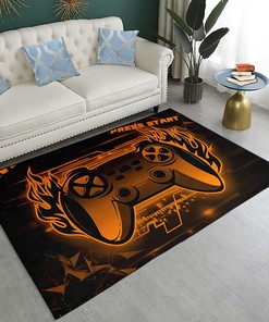 Video Game Area Rug with Joystick Design - Gamer Carpets for Living Room, Boys and Teens