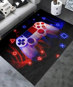 Video Game Controller Black Floor Area Rug for Boys' Room Decor