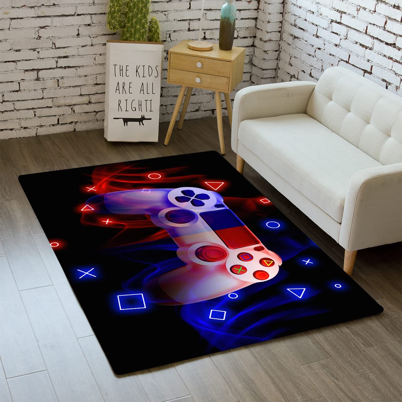 Video Game Controller Black Floor Area Rug for Boys' Room Decor - Image 2