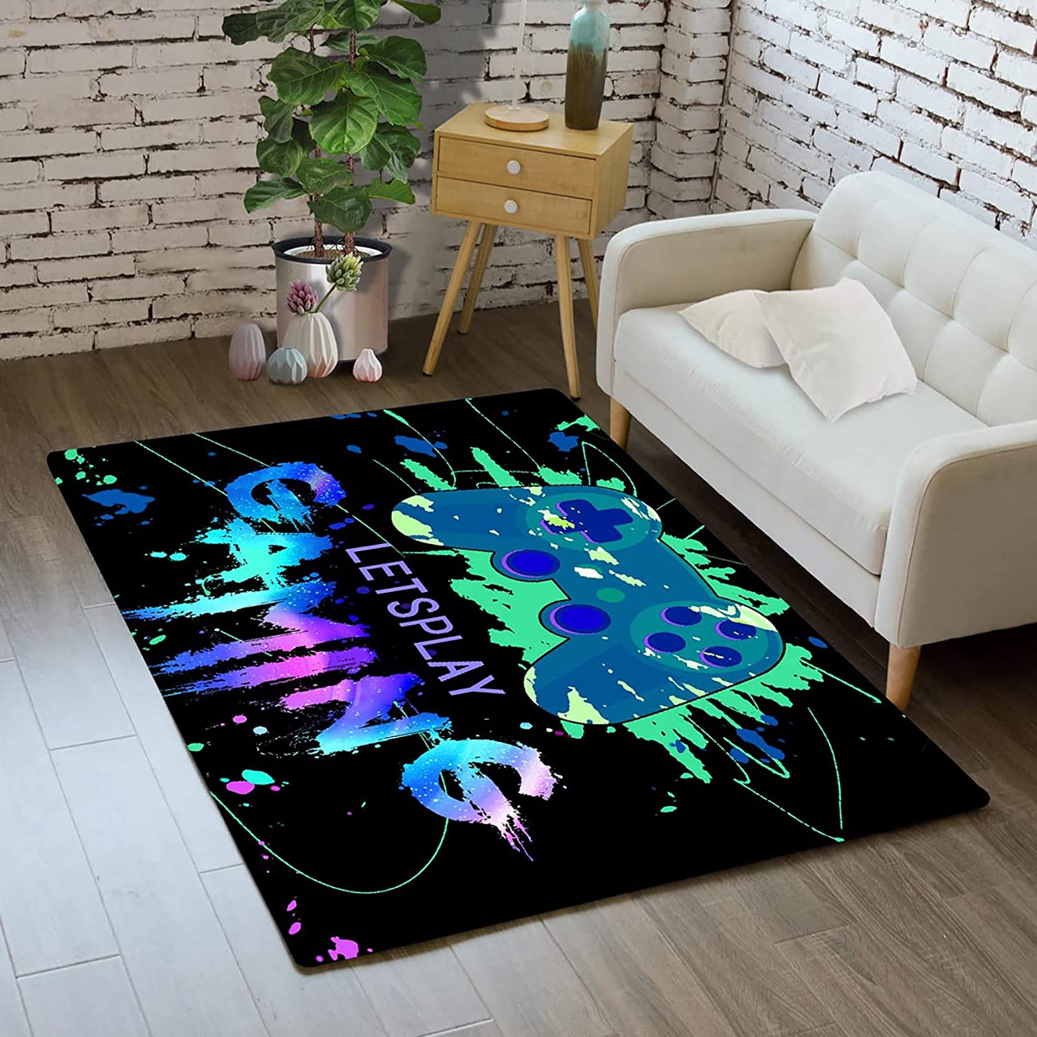 Video Game Controller Gamepad Player Black Standing Throw Yoga Mat - Image 2