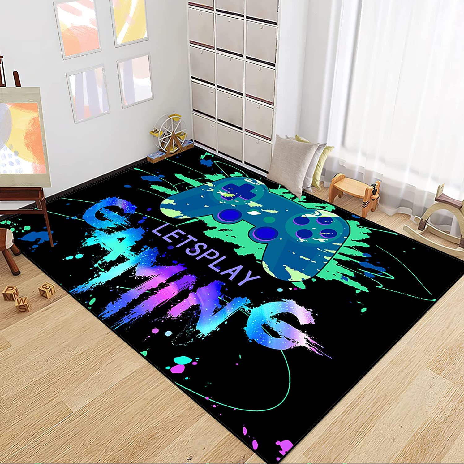 Video Game Controller Gamepad Player Black Standing Throw Yoga Mat - Image 3