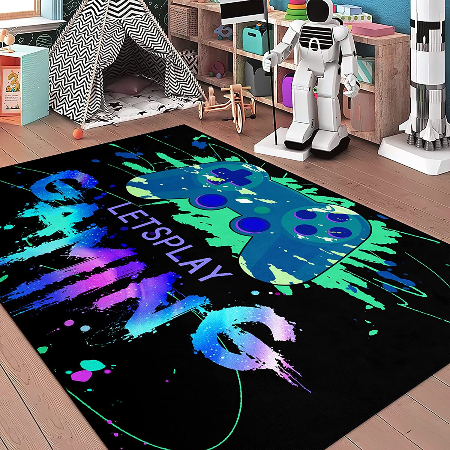 Video Game Controller Gamepad Player Black Standing Throw Yoga Mat - Image 4