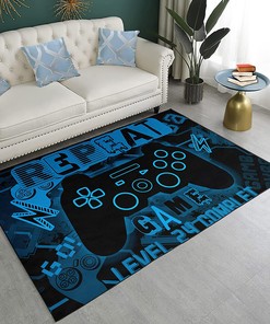 Video Game Patterned Area Rug for Game Room and Bedroom: Black Kitchen Rugs and Standing Mat