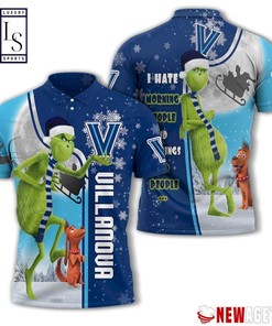 Villanova Wildcats Grinch Steals Christmas with All Over Print Polo Shirt