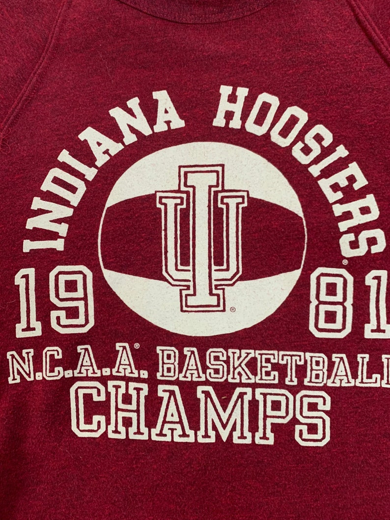 Vintage 1981 Indiana University Ncaa Basketball Champs Sweatshirt, College Student Gift - Image 2