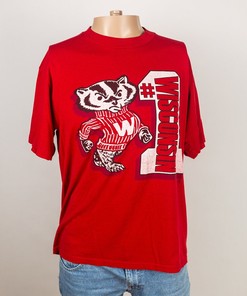 Vintage 1987 University of Wisconsin Badgers Bucky Badger Number One Single Stitch Shirt - College American Shirt