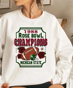 Vintage 1988 Rose Bowl Champions Michigan State Spartans Crewneck Sweatshirt Hoodie, Retro Msu Apparel