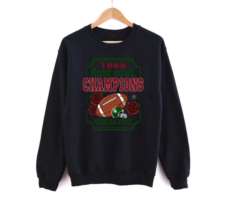 Vintage 1988 Rose Bowl Champions Michigan State Spartans Crewneck Sweatshirt Hoodie, Retro Msu Apparel - Image 2