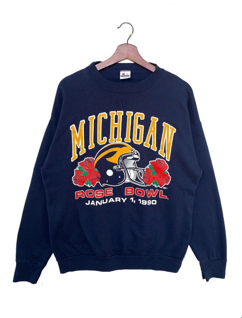 Vintage 1990 Michigan Wolverines Rose Bowl Sweatshirt, University Of Michigan Crewneck Shirt