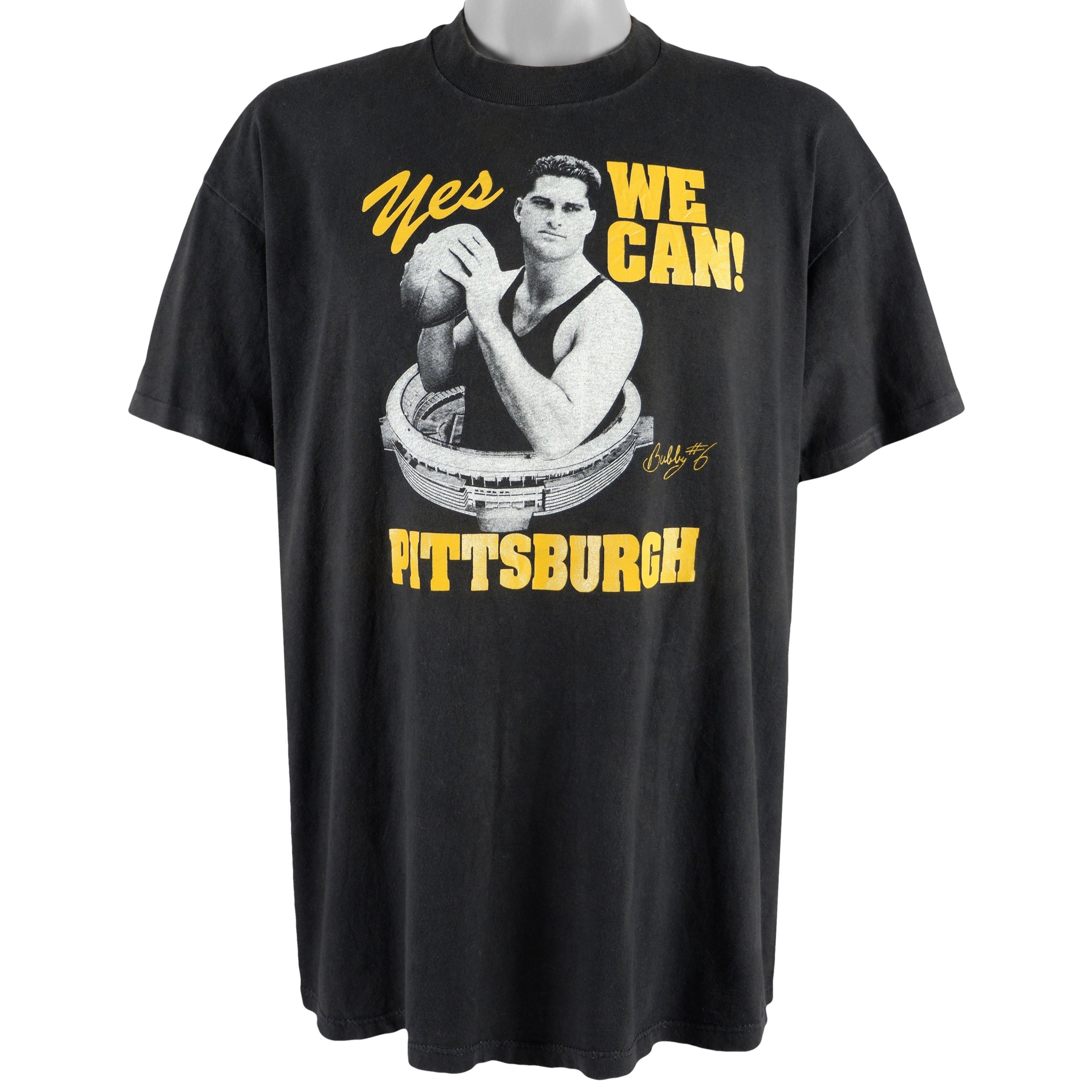 Vintage 1990 Pittsburgh Steelers Billy Owens #6 Nfl Yes We Can Spell-Out T-Shirt And Hoodie Sweatshirt Gifts For Fans