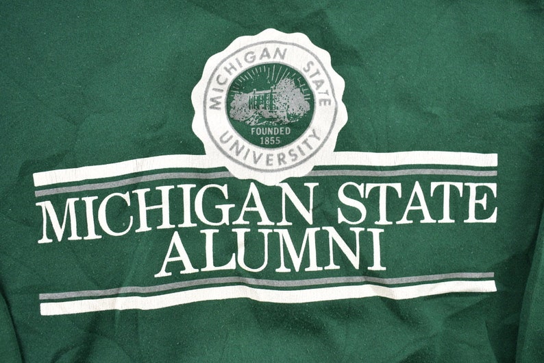 Vintage 1990S University Of Michigan State Alumni Collegiate Crewneck Sweatshirt, U Of M Or Msu Fan Apparel - Image 2