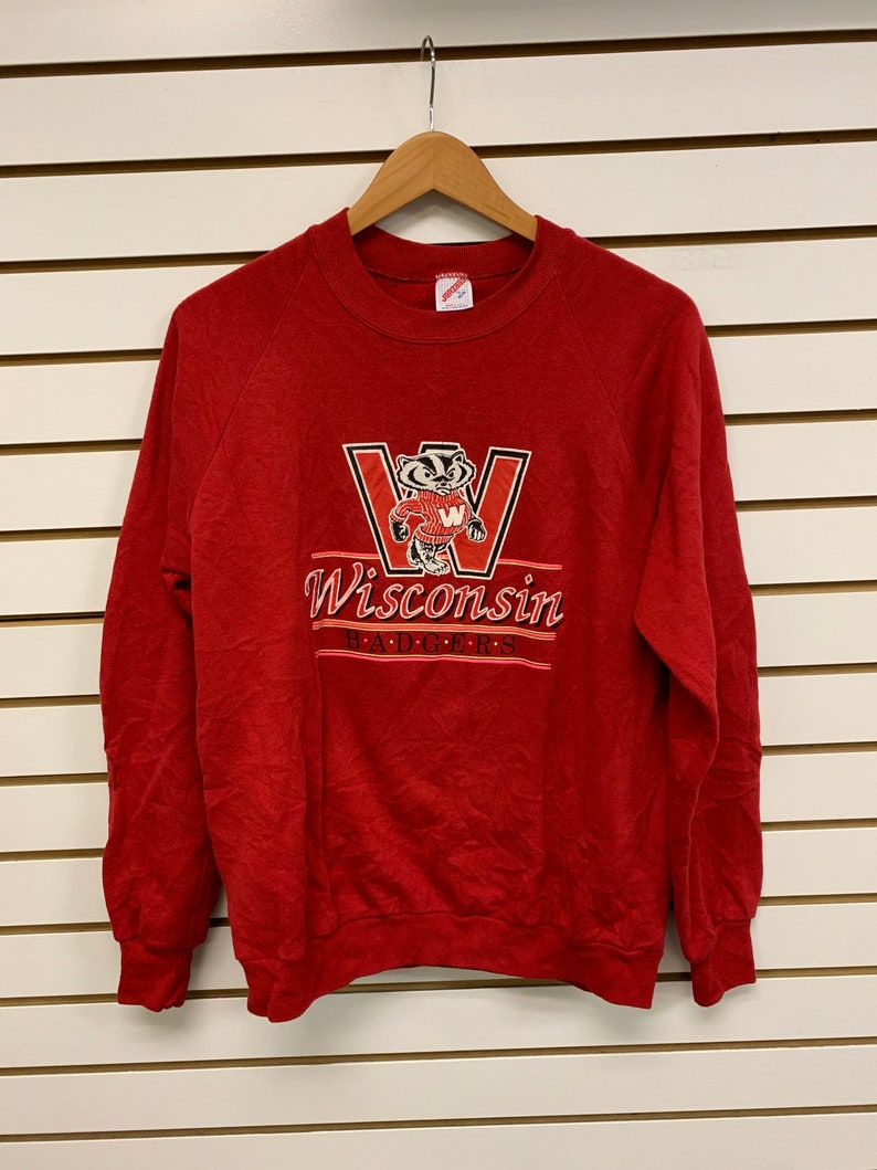 Vintage 1990s Wisconsin Badger State Pullover Sweatshirt - NCAA Football Fan Gear