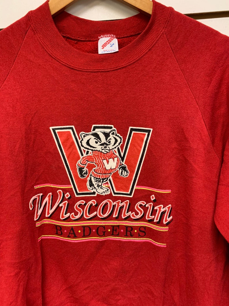 Vintage 1990s Wisconsin Badger State Pullover Sweatshirt - NCAA Football Fan Gear - Image 2