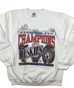 Vintage 1991 National Champions University Of Washington Huskies Crewneck Sweatshirt, Ncaa Washington Shirts