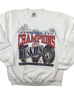 Vintage 1991 Washington Huskies Football Crewneck Sweatshirt, Uw Basketball Hoodie College Student Gifts