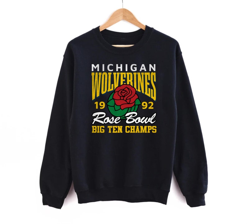 Vintage 1992 Michigan Wolverines Rose Bowl Football Crewneck Sweatshirt Hoodie Shirt, Retro U Of M Apparel