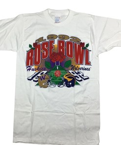 Vintage 1992 Washington Huskies Michigan Wolverines Rose Bowl Single Stitch Tshirt, Ncaa Washington Shirts