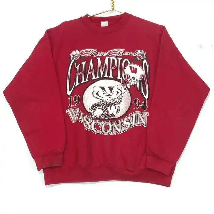 Vintage 1994 Wisconsin Badgers Rose Bowl Champions Red Sweatshirt - NCAA Gifts For Fans