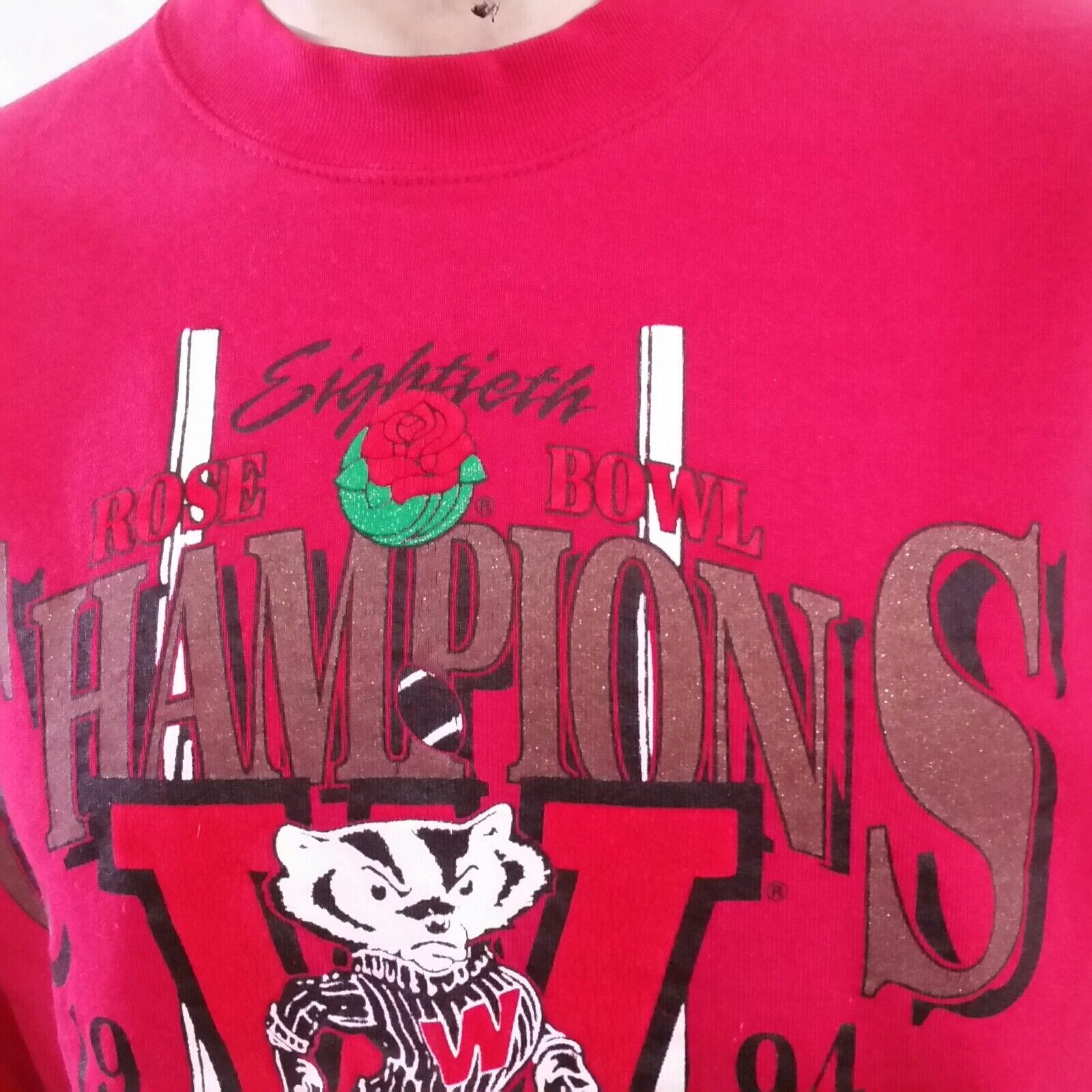 Vintage 1994 Wisconsin Badgers Rose Bowl Sweatshirt - NCAA College Game Day Gear - Image 2