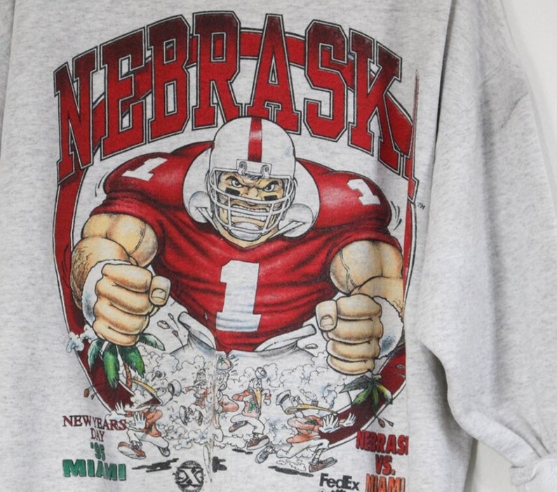 Vintage 1995 University Of Nebraska Cornhuskers Huskers Sweatshirt, Nebraska Sweater - Image 2