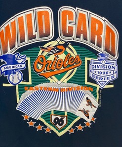 Vintage 1996 Lee Sports Baltimore Orioles Wild Card Division Series Tee
