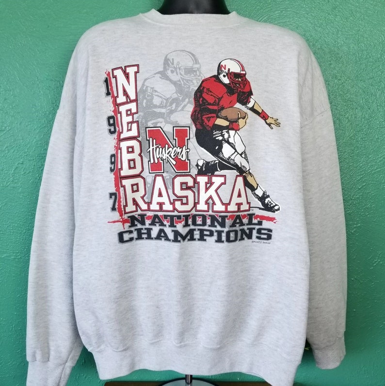 Vintage 1997 University Of Nebraska Huskers National Champs Sweatshirt, Nebraska Ncaa Football Champions Sweatshirt