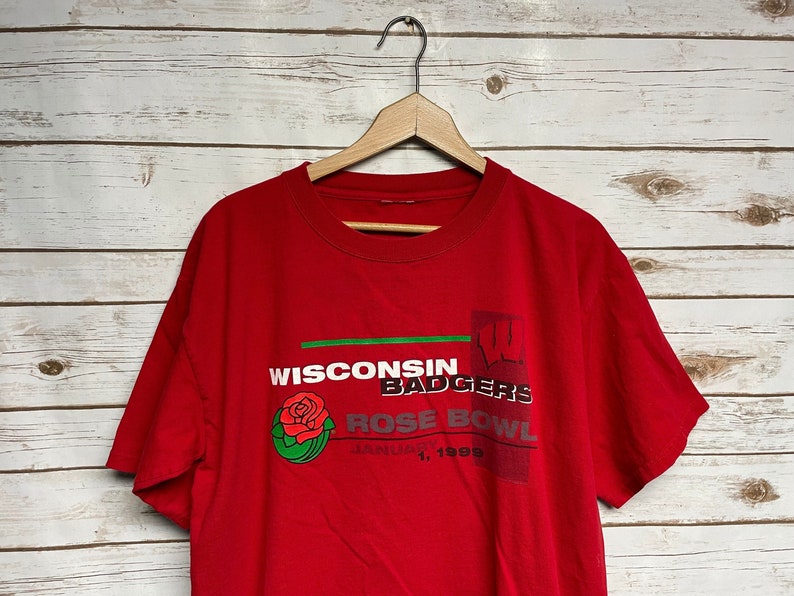 Vintage 1999 University of Wisconsin Football Rose Bowl Shirt Y2K Bucky Badger T-Shirt, NCAA Football - Image 2