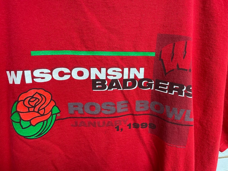 Vintage 1999 University of Wisconsin Football Rose Bowl Shirt Y2K Bucky Badger T-Shirt, NCAA Football - Image 3