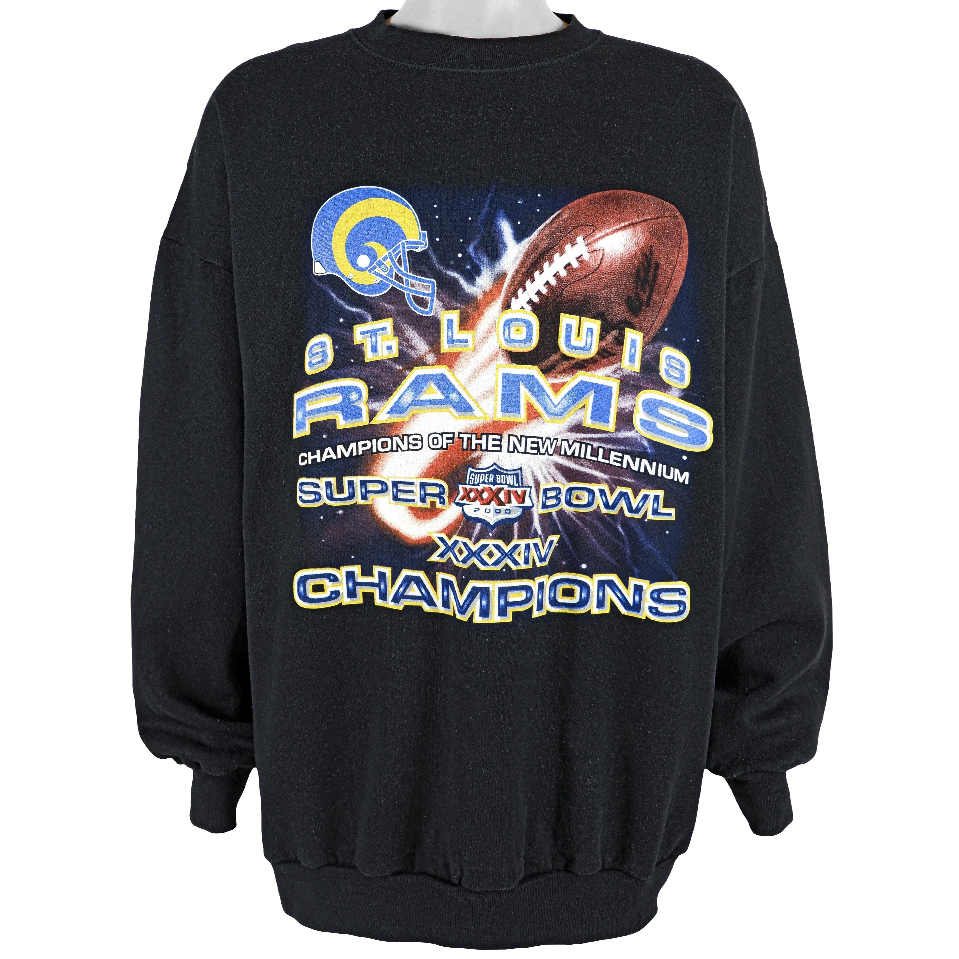 Vintage 2000 Nfl Rams Super Bowl 34Th Champions Crew Neck Sweatshirt Full Size Gifts For Fans