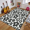 Vintage 70s Style Hip Flower Black White Floral Seamless Outdoor Patio Area Rug with 70s Retro Area Rug