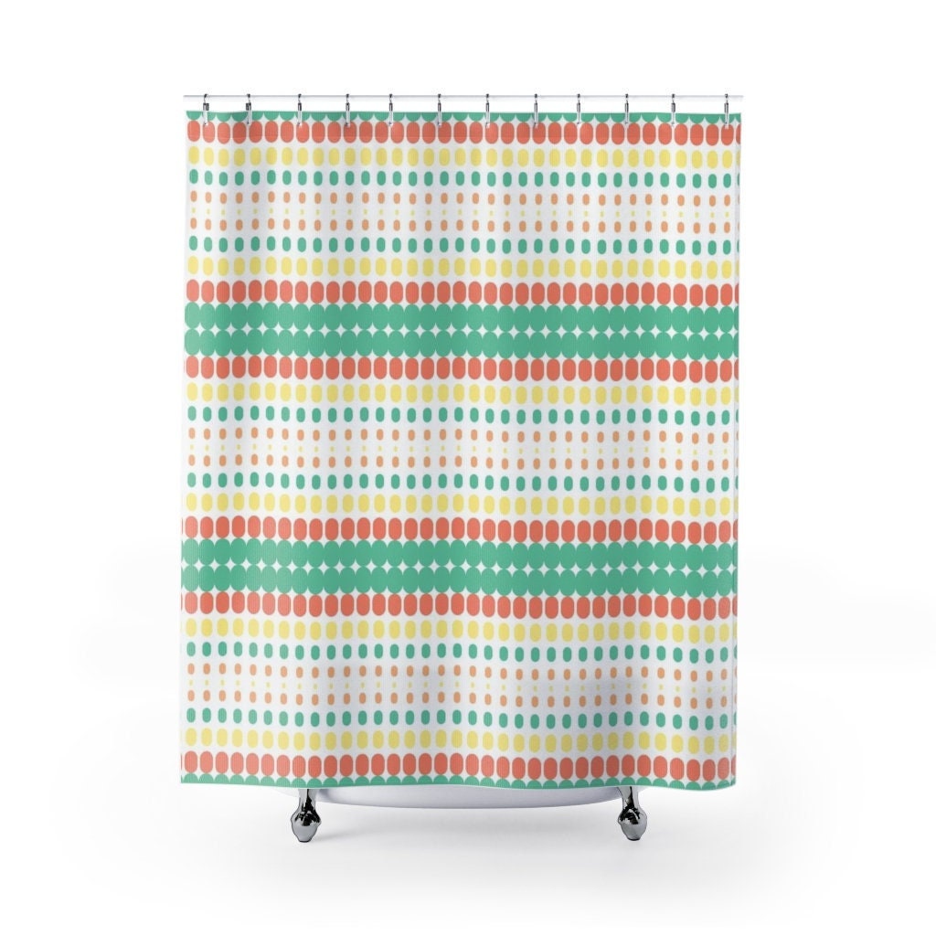 Vintage 70s Vibe Shower Curtain for Bold Bathroom Style, 71 x 71 inch Curtain