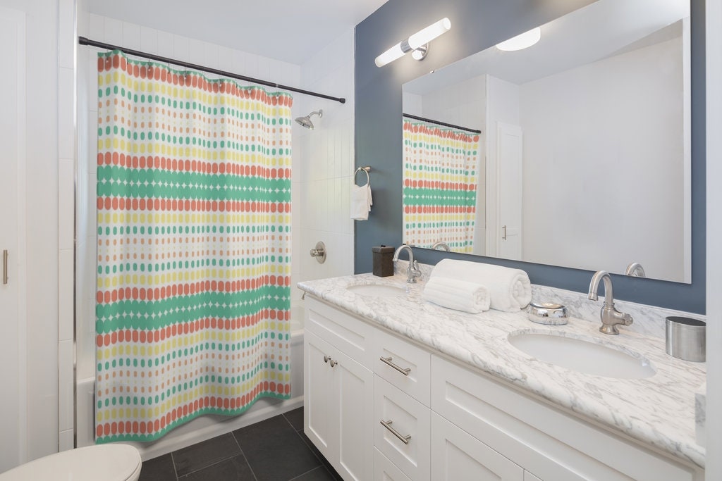 Vintage 70s Vibe Shower Curtain for Bold Bathroom Style, 71 x 71 inch Curtain - Image 2