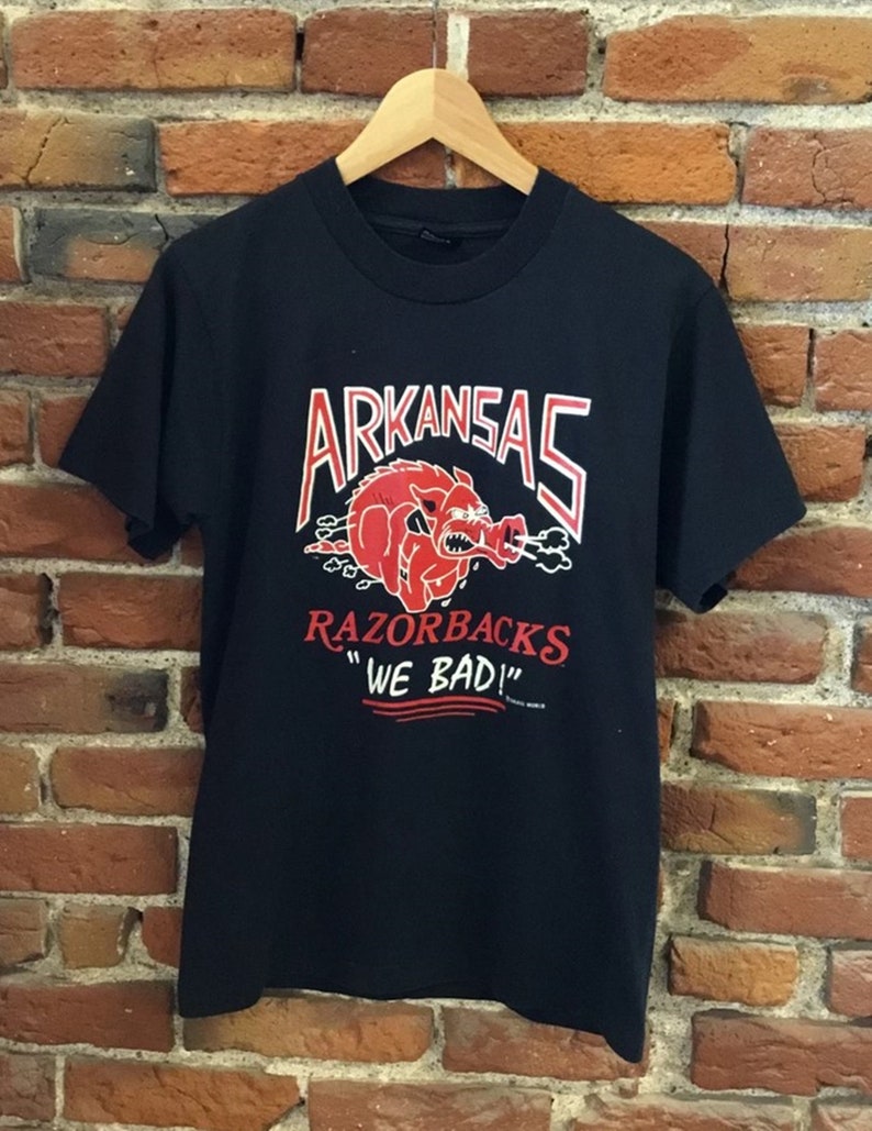 Vintage 80S Arkansas Razorbacks We Bad T-Shirt Hoodie Sweater, Fan Gift