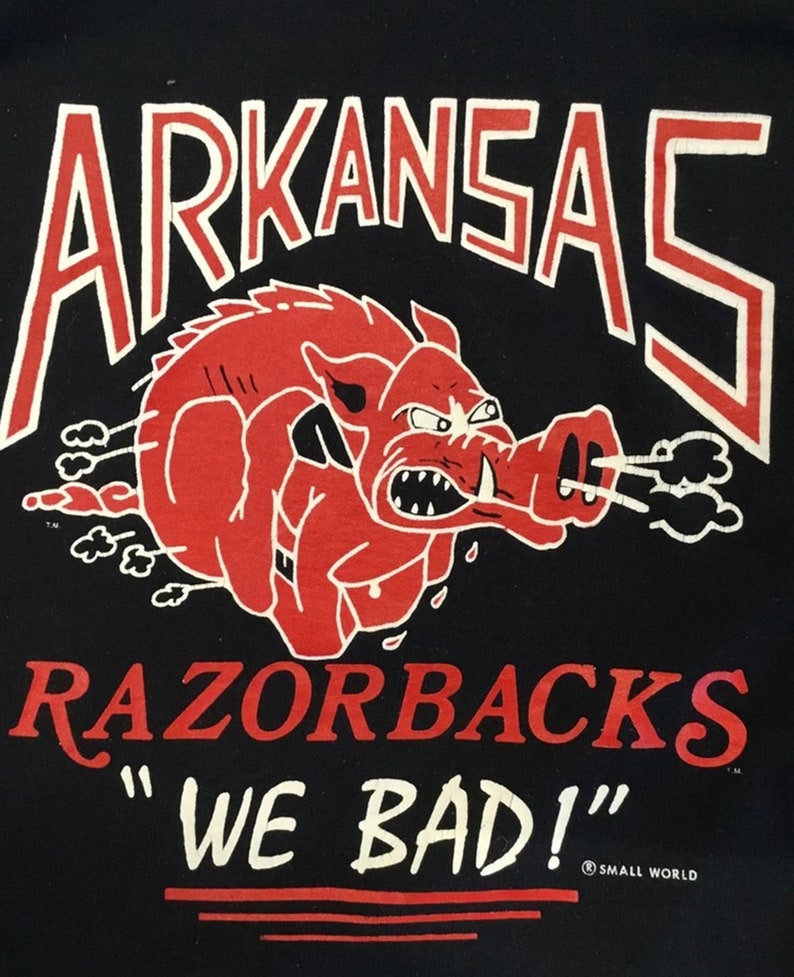 Vintage 80S Arkansas Razorbacks We Bad T-Shirt Hoodie Sweater, Fan Gift - Image 2