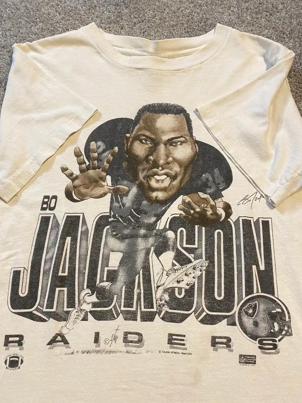 Vintage 80S Bo Jackson Caricature T-Shirt Sweatshirt Full Size Gift For Oaklands Raiders Fans - Image 2