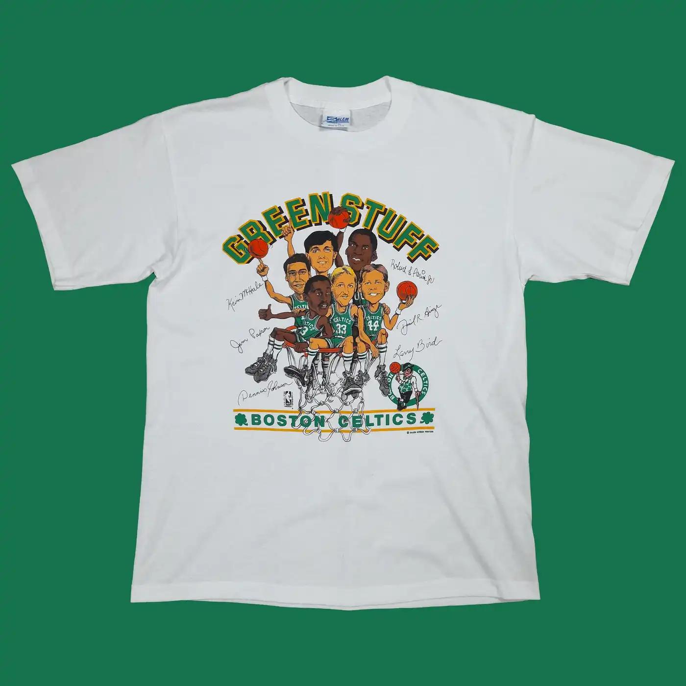Vintage 80'S Boston Celtics Players Line Up Center T-Shirt Sweatshirt Pullover Hoodie Gift For Boston Celtics Fans