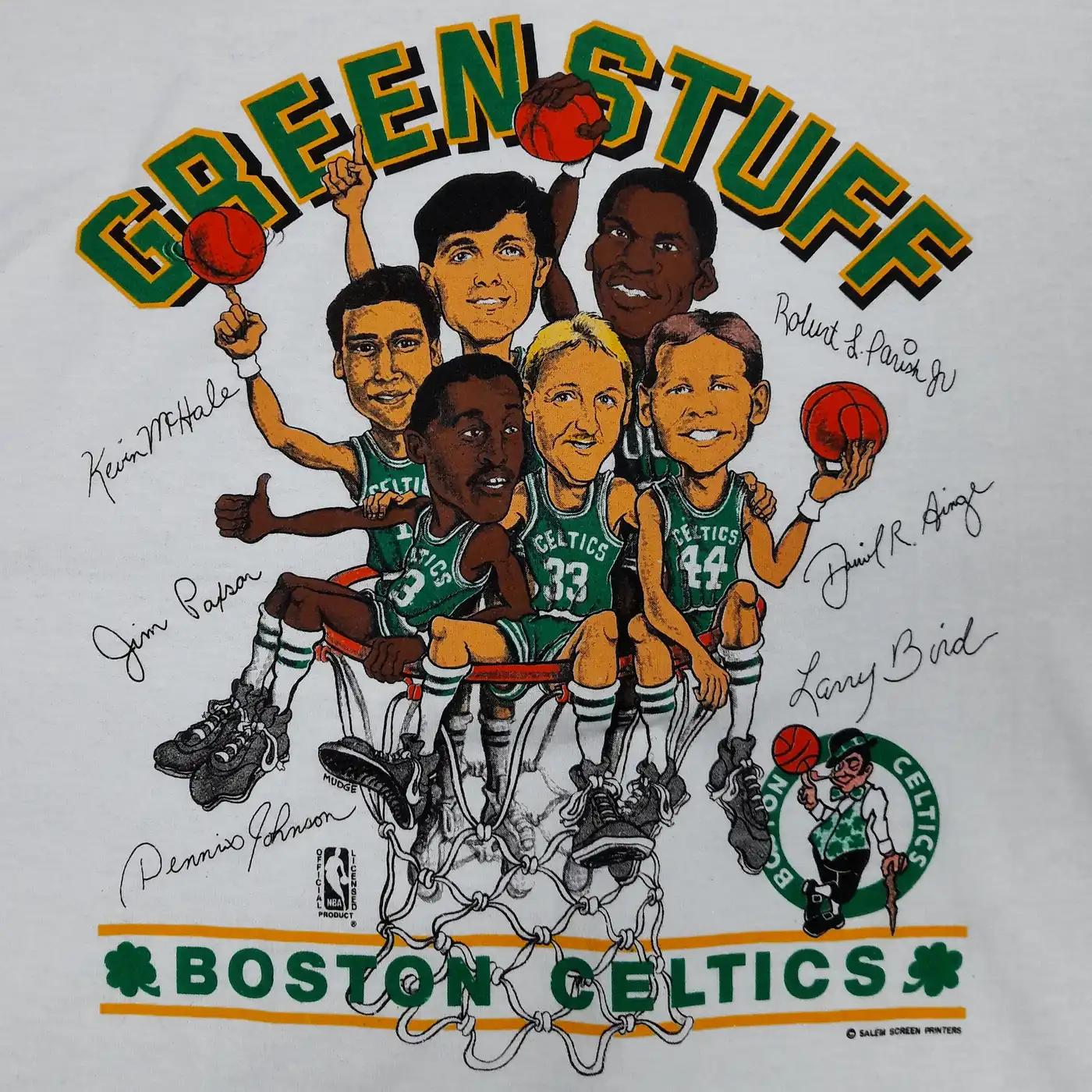 Vintage 80'S Boston Celtics Players Line Up Center T-Shirt Sweatshirt Pullover Hoodie Gift For Boston Celtics Fans - Image 2
