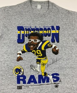 Vintage 80S Eric Dickerson St. Louis Rams Caricature T-Shirt Sweatshirt Pullover Hoodie Reprinted Gift For Nfl Fans