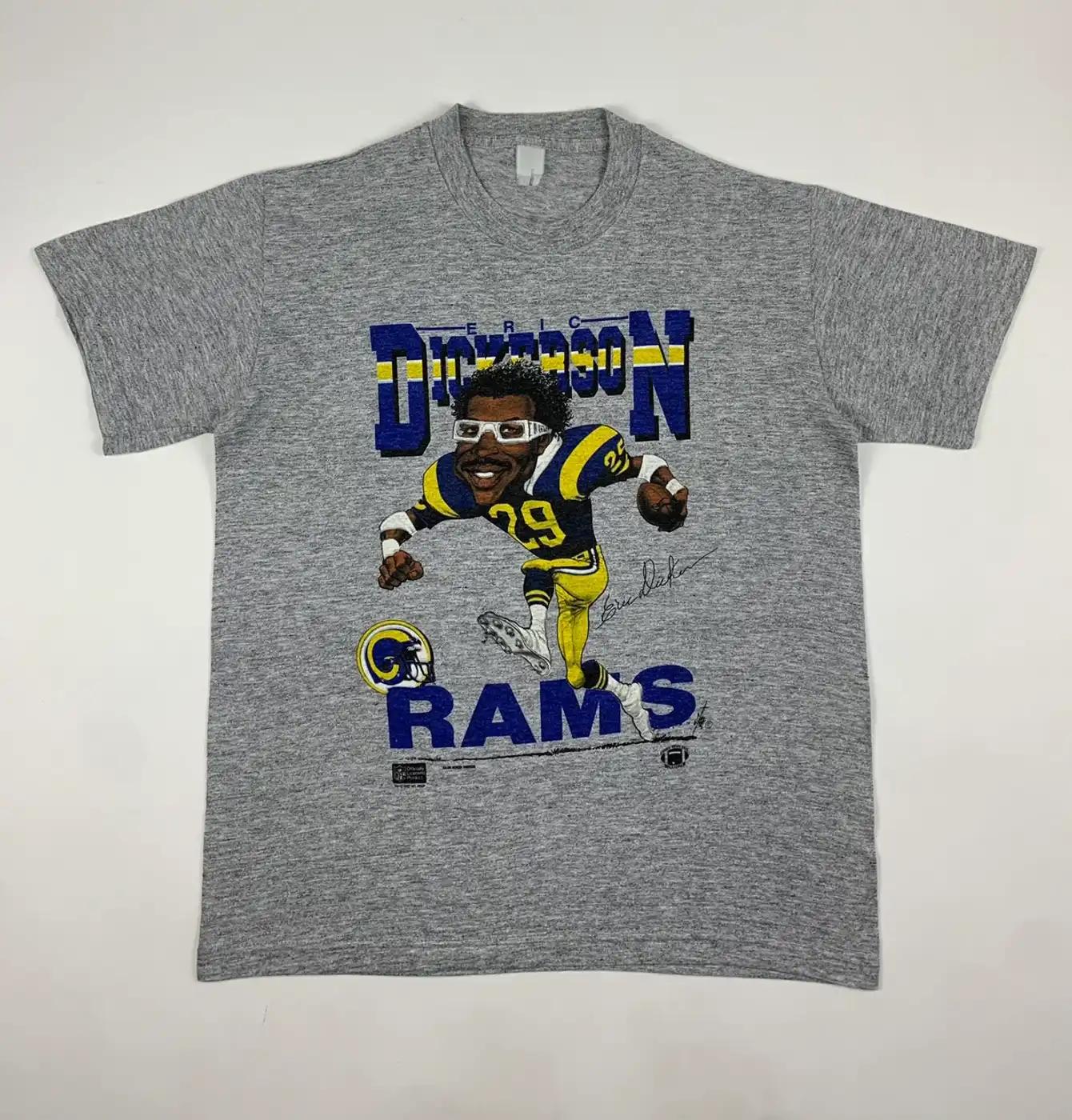 Vintage 80S Eric Dickerson St. Louis Rams Caricature T-Shirt Sweatshirt Pullover Hoodie Reprinted Gift For Nfl Fans - Image 2