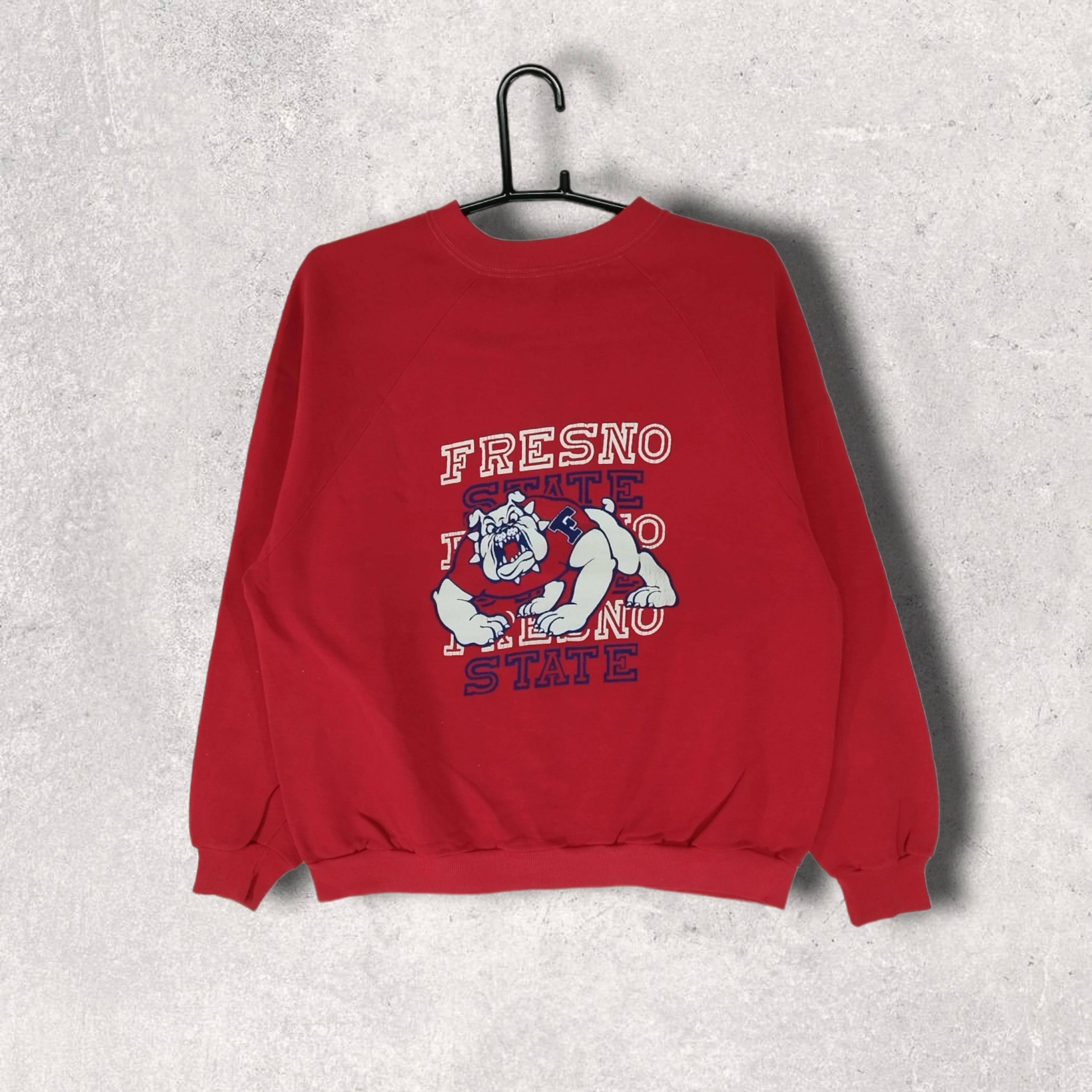 Vintage 80S Fresno State Sweatshirt Polycotton Blend Hoodie, Tee For Ncaa Fans